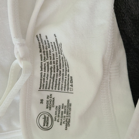 * (2) Wonder Nation White Bras (one size 36 and one size 38) - Picture 2 of 3